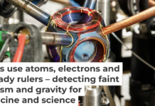 This device measures acceleration and rotation by shining lasers into small clouds of rubidium atoms. Sandia National Laboratories